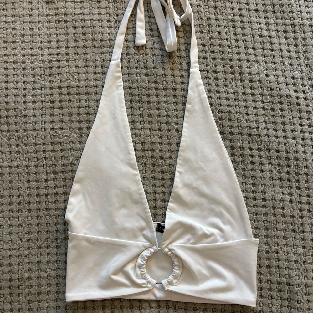 White O-Ring Cropped Halter